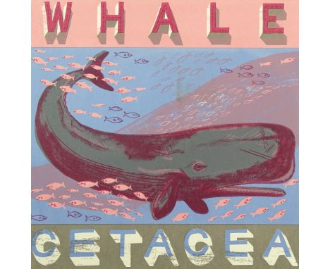 Alice Pattullo, colour screen print, whale, signed in pencil, no. 1/30, image 19.5" x 19.5", unframed.