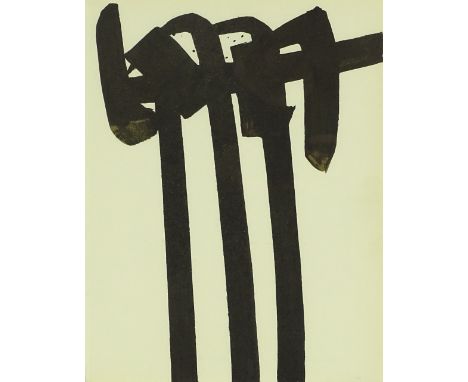 Pierre Soulages, lithograph, abstract, circa 1960, published by XXe Siecle, image 12.5" x 9.5", framed.