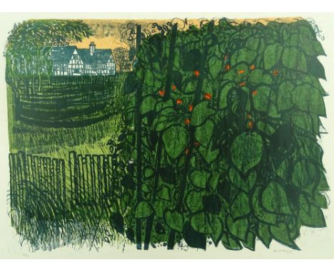 Robert Tavener, colour lithograph, cottage and beans, signed in pencil. no. 32/60, sheet size 20.5" x 25", unframed.