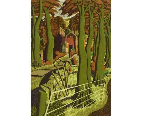 Simon Palmer, colour screen print, The Small Farmer And The Large Farm Worker, signed in pencil no. 50/350, image 22" x 15.5"