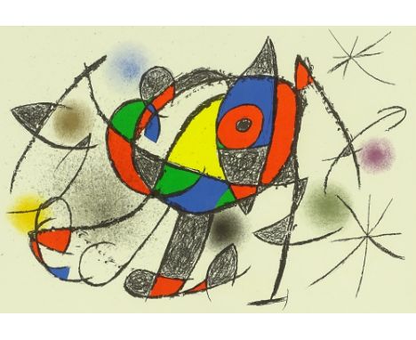 Joan Miro, lithograph, abstract circa 1970, Zurich folio,  circa 1972, Mourlot no. 843, sheet size 12.5" x 18", framed.