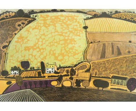 Graham Clarke, colour lithograph, Big Field, printed signature, image 16.5" x 24", unframed.