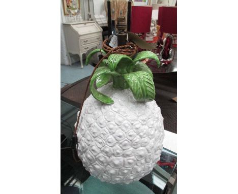 TABLE LAMP, pineapple design in a white and green glaze, 59cm H. 