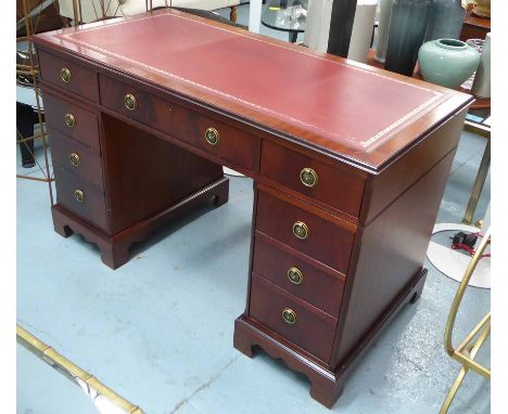 PEDESTAL DESK, Georgian style mahogany of compact proportions.
