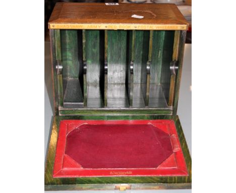 W Thornhill letter box inscribed 'Bradshaw Army Red Book Postal Whittaker', 29.5cm wide