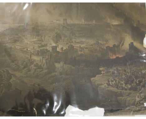 After David Roberts 'The Siege and Destruction of Jerusalem by the Romans under the Command of Titus', lithograph, unframed, 