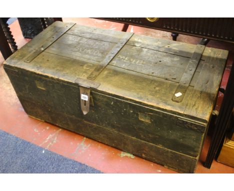 A vintage painted trunk 99cm wide 