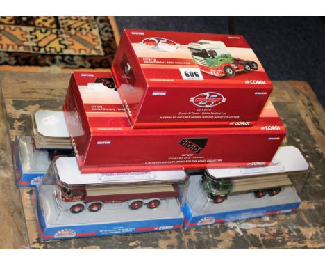 Four Corgi Marques of Distinction 1:50 scale die cast limited edition lorries, a Bedford KM, a Foden S21, an ERF KV 8 Wheel D