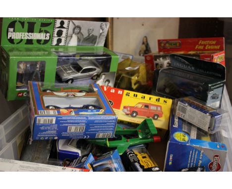 A quantity of mainly boxed die cast and plastic cars etc including, Chad Valley, Corgi, Teamsters, Lledo, circa 80's & 90's. 