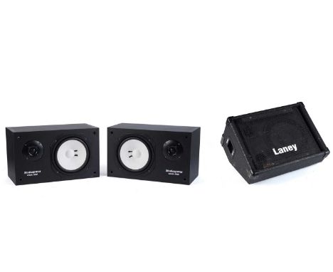 A pair of Studiospares Classic SN10 monitor loudspeakers; and a Laney stage monitor speaker. (3)