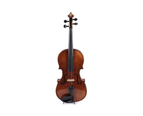 A Viola labelled Wilhelm Paul Kunz, 1957, with two-piece flamed back and ribs, light amber varnish, length of back, 40.5cms, 