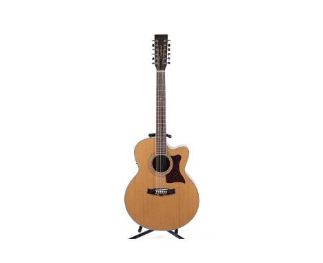 A Tanglewood TW55/12NSB 12 sting electro-acoustic guitar, with mahogany back and sides, solid spruce top, mahogany neck, and 