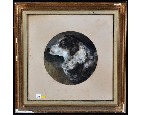 Countess Ravensworth - a naive portrait of a dog, signed with monogram and dated 1878, oil on canvas laid on board, 29cms; 11