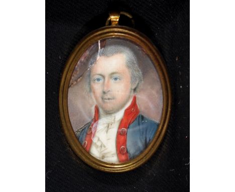 19th Century British School - a miniature bust portrait of a naval officer, bodycolour, 4.2 x 3.2cms; 1 5/8 x 1 1/4in., oval;