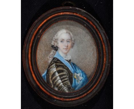 British School - a miniature half-length portrait of a General wearing armour and the Garter Star - possibly the young Duke o