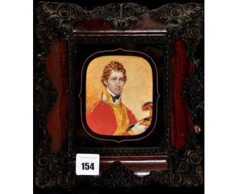 British School - a miniature bust portrait of a dragoons officer - possibly the young Duke of Wellington, inscribed "Wellingt