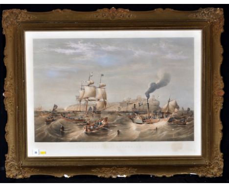 John Storey, after John Wilson Carmichael - "Tynemouth on Ascension Day", colour lithograph with handcolouring, printed by W.