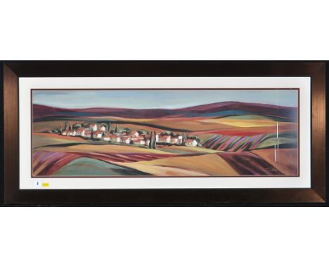 After Silvia Vassileva - a view in Tuscany, colour photo lithograph.