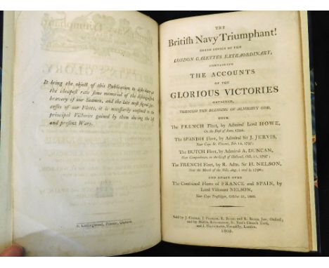ANON: THE BRITISH NAVY TRIUMPHANT BEING COPIES OF THE LONDON GAZETTE'S EXTRAORDINARY CONTAINING THE ACCOUNTS OF THE GLORIOUS 