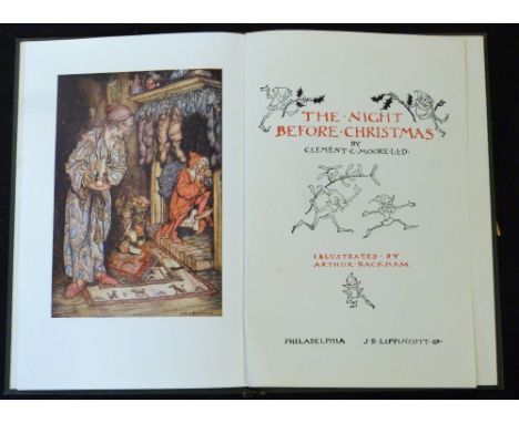 CLEMENT C MOORE: THE NIGHT BEFORE CHRISTMAS, ill A Rackham, Philadelphia, J B Lippincott [1931], 1st edition, 4 coloured plat