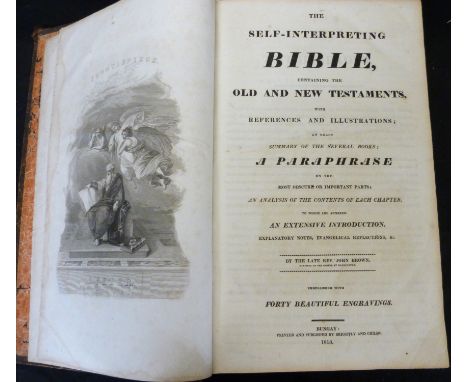 THE SELF-INTERPRETING BIBLE..., ed Rev John Brown, Bungay, Brightley &amp; Childs, 1813, 40 engraved plates, large folio, con