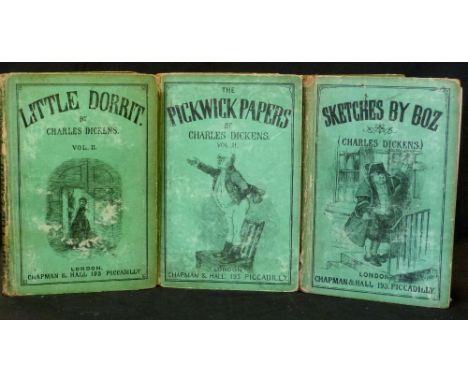 CHARLES DICKENS: 3 titles: SKETCHES BY BOZ, ill George Cruikshank (frontis), London, Chapman &amp; Hall, 1866, People's editi
