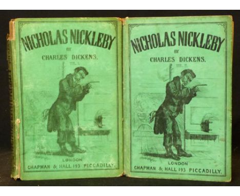 CHARLES DICKENS: THE LIFE AND ADVENTURES OF NICHOLAS NICKLEBY, ill H K Browne (frontispieces), London, Chapman &amp; Hall, 18