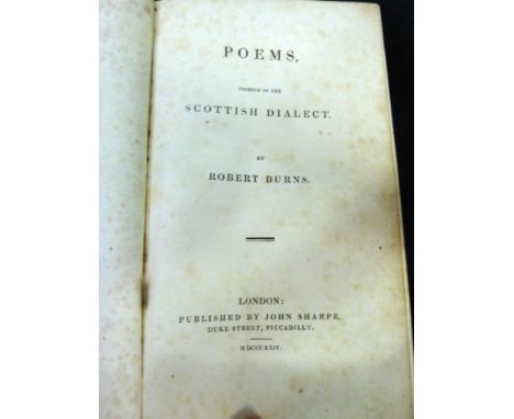 ROBERT BURNS: POEMS CHIEFLY IN THE SCOTTISH DIALECT, London, John Sharpe, 1824, printed by C Whittingham, Chiswick added engr