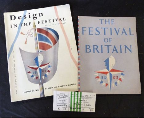 THE COUNCIL OF INDUSTRIAL DESIGN: DESIGN IN THE FESTIVAL, London, HMSO 1951, 1st edition, original pictorial wraps + THE FEST