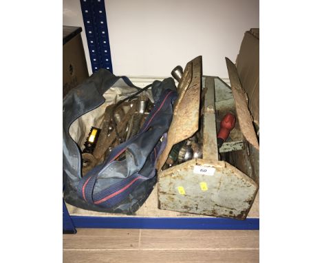 1 METAL BOX OF TOOLS & CANVAS BAG OF TOOLS
