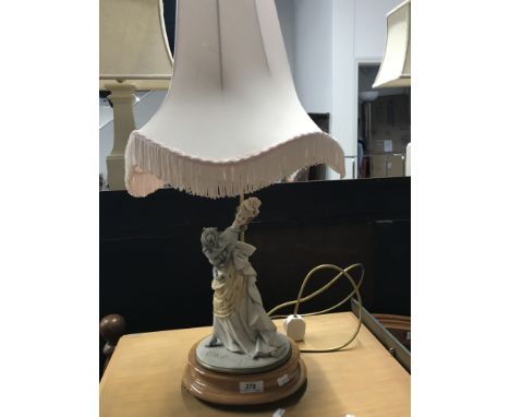LADY STATUE TABLE LAMP WITH PINK SHADE