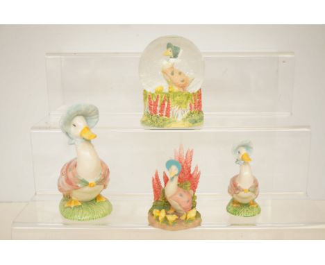 Beswick Beatrix Potter Jemima puddle duck x2 ,Beatrix potter snow globe &amp; 1 other 