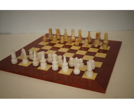Good quality chess board with onyx chess pieces 