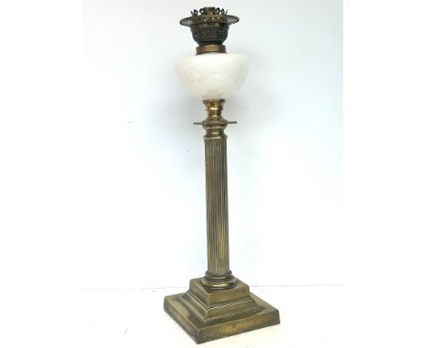 Brass milk glass oil lamp 