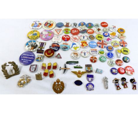 A collection of badges including five Daily express Rupert League enamel&nbsp;badges by J R Gaunt, three Golden Shred enamel 