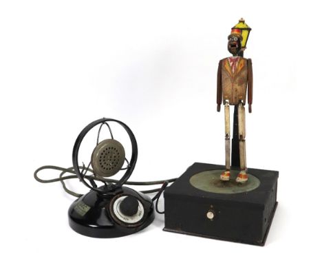 A GEC Home Broadcast ‘National Microphone Dancer’, 1920s, the table top microphone to be connected to separate tin encased sp