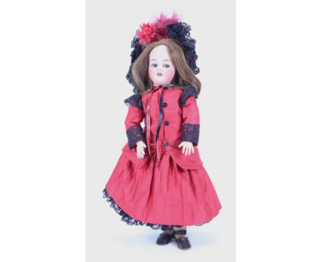 A Simon & Halbig 1039/Roullet & Decamps mechanical ‘walking’ bisque head doll, German, circa 1910, with blue glass ‘flirty’ e