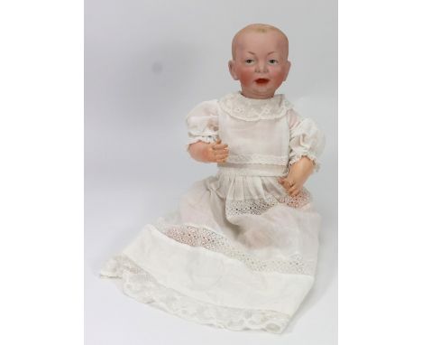Kammer & Reinhardt 100 bisque head ‘Kaiser’ character baby doll, German circa 1915, with blue intaglio eyes, single stroke br