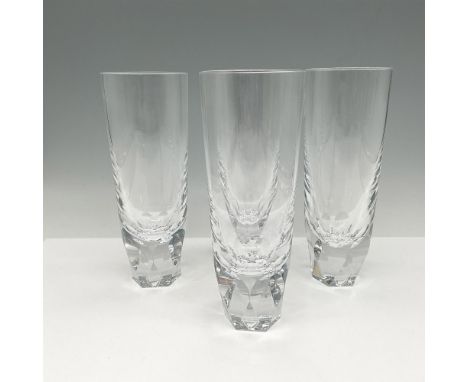 Clear crystal glass with cut crystal base. Orrefors mark. This item has its original box: 4"L x 8"W x 3.75"H. Issued: 21st ce