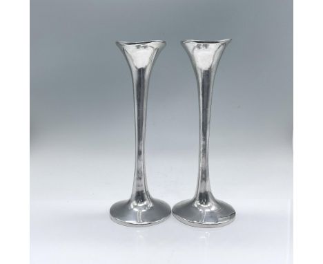 A set of 2 silver plated aluminum free form candlestick holders designed by Robert Lee Morris. Marked Swid Powell, Robert Lee