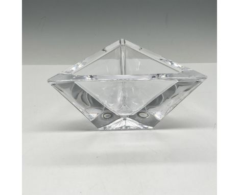 Distinct crystal lines in this design lends to its appeal. Orrefors mark. This item has its original box: 7.5"L x 7.5"W x 5"H