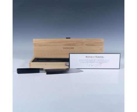 Handcrafted Japanese Ibaraki steel blade. Santoku knife is an all purpose Japanese knife. Perfect for slicing, dicing, and mi