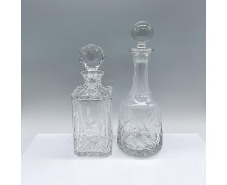 Includes Atlantis crystal in a Fernando pattern, and glass decanter in a leaf-like cut pattern. Atlantis: marked; 3.5"L x 3.5