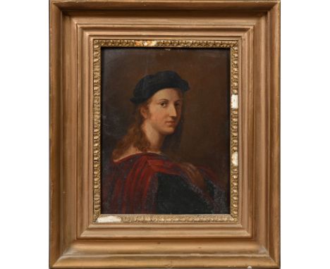 Unsigned 18c - portrait of a young gentleman cloaked and wearing a hat, oil on panel, framed, 9.5in x 7.5in.