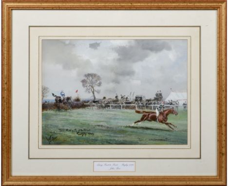 John Beer - Army Point to Point - Rugby 1899, signed and titled, watercolour, framed and glazed, 10in x 13.5in.