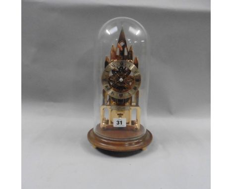 A late 20c English skeleton clock by Elliotts of London, having pointed Gothic skeletonised plates and a single fusee movemen