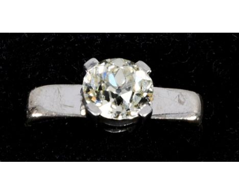 An Art Deco style white gold diamond solitaire ring, approx. 1.25ct.