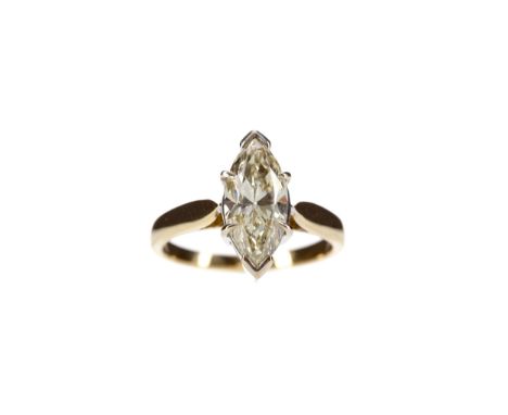 DIAMOND SOLITAIRE RING, set with a marquise shaped diamond of approximately 2.00 carats, in eighteen carat gold, size M, 4.2g