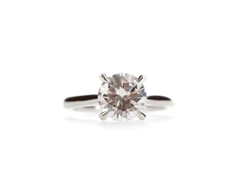 GIA CERTIFICATED DIAMOND SOLITAIRE RING, the round brilliant cut diamond of approximately 2.12 carats with accompanying GIA r