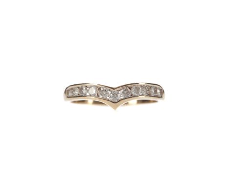 DIAMOND WISHBONE RING, set with round brilliant cut diamonds totalling approximately 0.50 carats, unmarked, size P 1/2, 2.2g